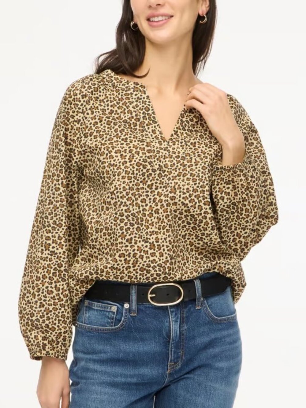 J. Crew animal print cotton popover top size S